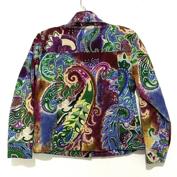 Life Style Petite Short Jacket PM Psychedelic Hippie Boho Indie Artsy Bold Color - Picture 2 of 3